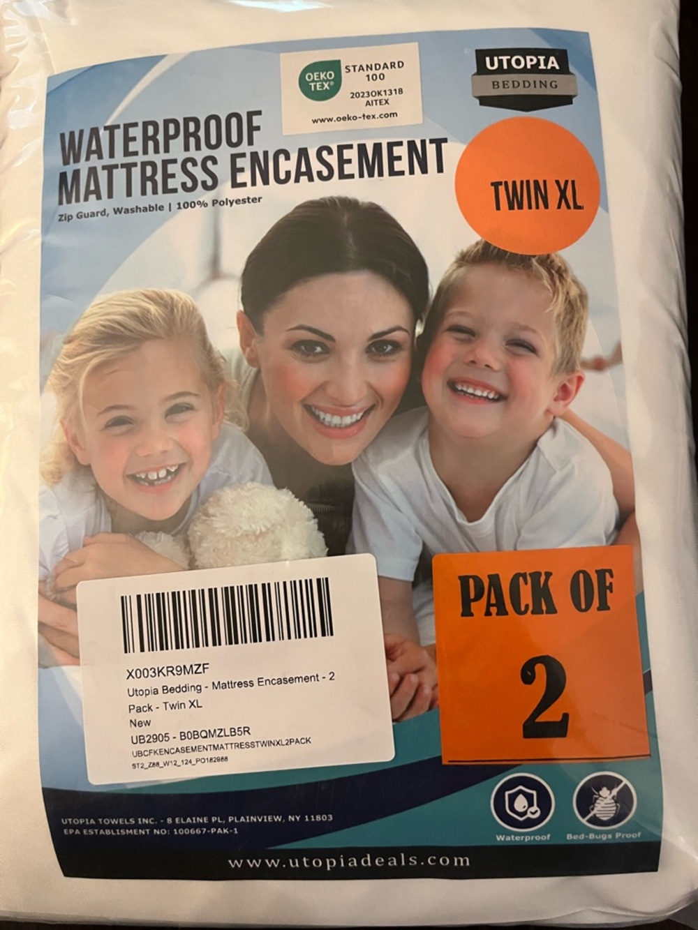 Utopia Bedding Waterproof Mattress Encasement - Twin XL, White (Pack of 2)